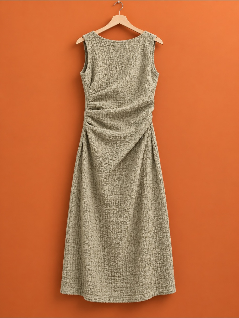 Sleeveless Textured Midi Dress in Sage